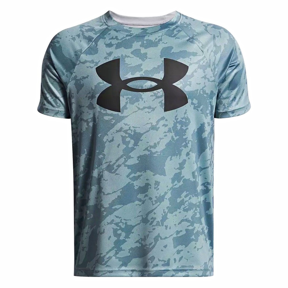 Under Armour Boys Gray Camo Short Sleeve Logo Tee Medium NWT